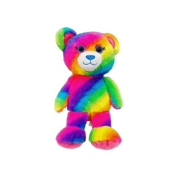 Build A Bear Rainbow Stuffed Animal Toy Clean with Red Heart 9" - Picture 1 of 7